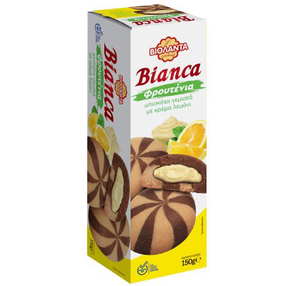Cookies Bianca mit Vanille und Kakao gefüllt mit Zitronencreme Violanta 150g  