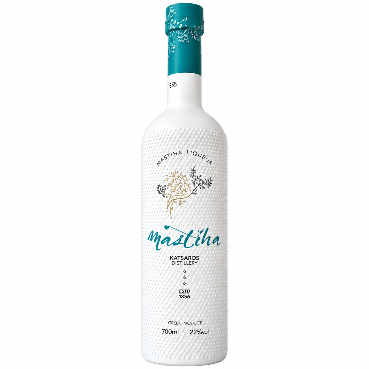 Katsaros Masticha Chiou Likör 22% 0,7 l auf weißem Hintergrund
