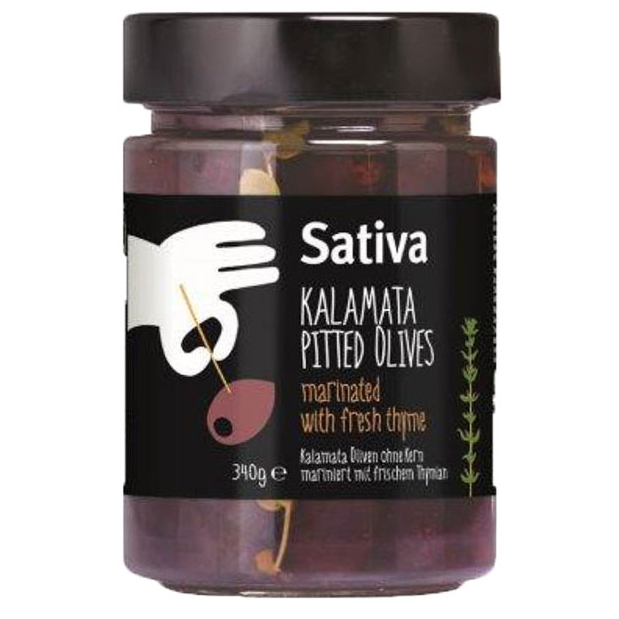 Kalamata Oliven entsteint, mariniert mit frischem Thymian Sativa 340g