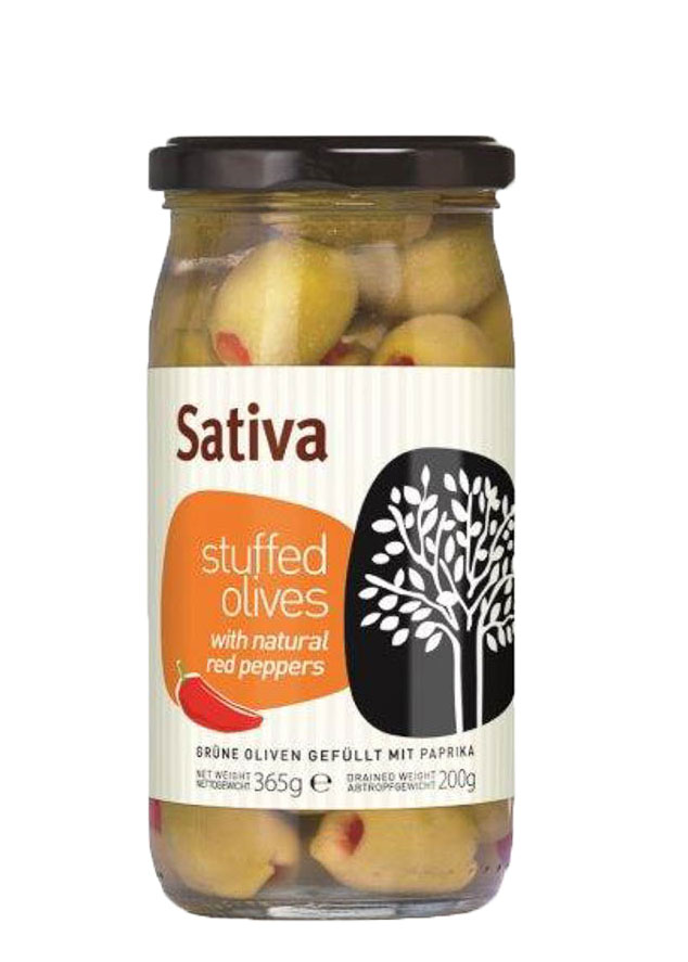 Grüne Oliven gefüllt mit Paprika Sativa 200g