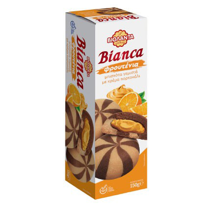 Cookies Bianca mit Vanille und Kakao gefüllt mit Orangencreme Violanta 150g