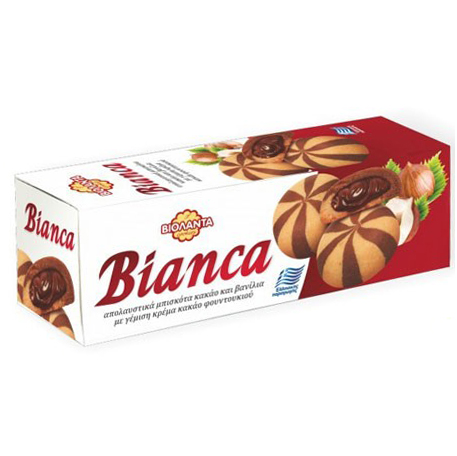 Cookies Bianca mit Vanille und Kakao gefüllt mit Haselnusscreme Violanta 150g